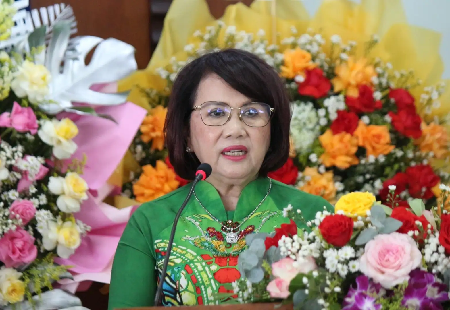 Bà Đồng Thị Ánh – Chủ tịch HĐQT PISICO phát biểu tại Đại hội đồng cổ đông thường niên 2026.